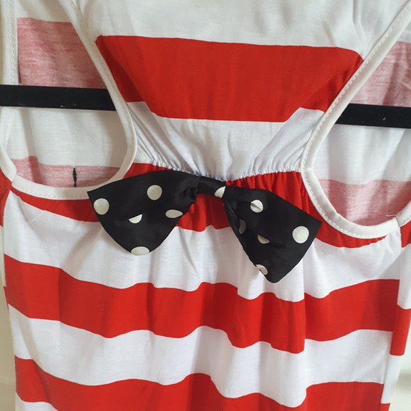 NWOT. Red and white striped tank with bow back detail - Picture 3 of 4